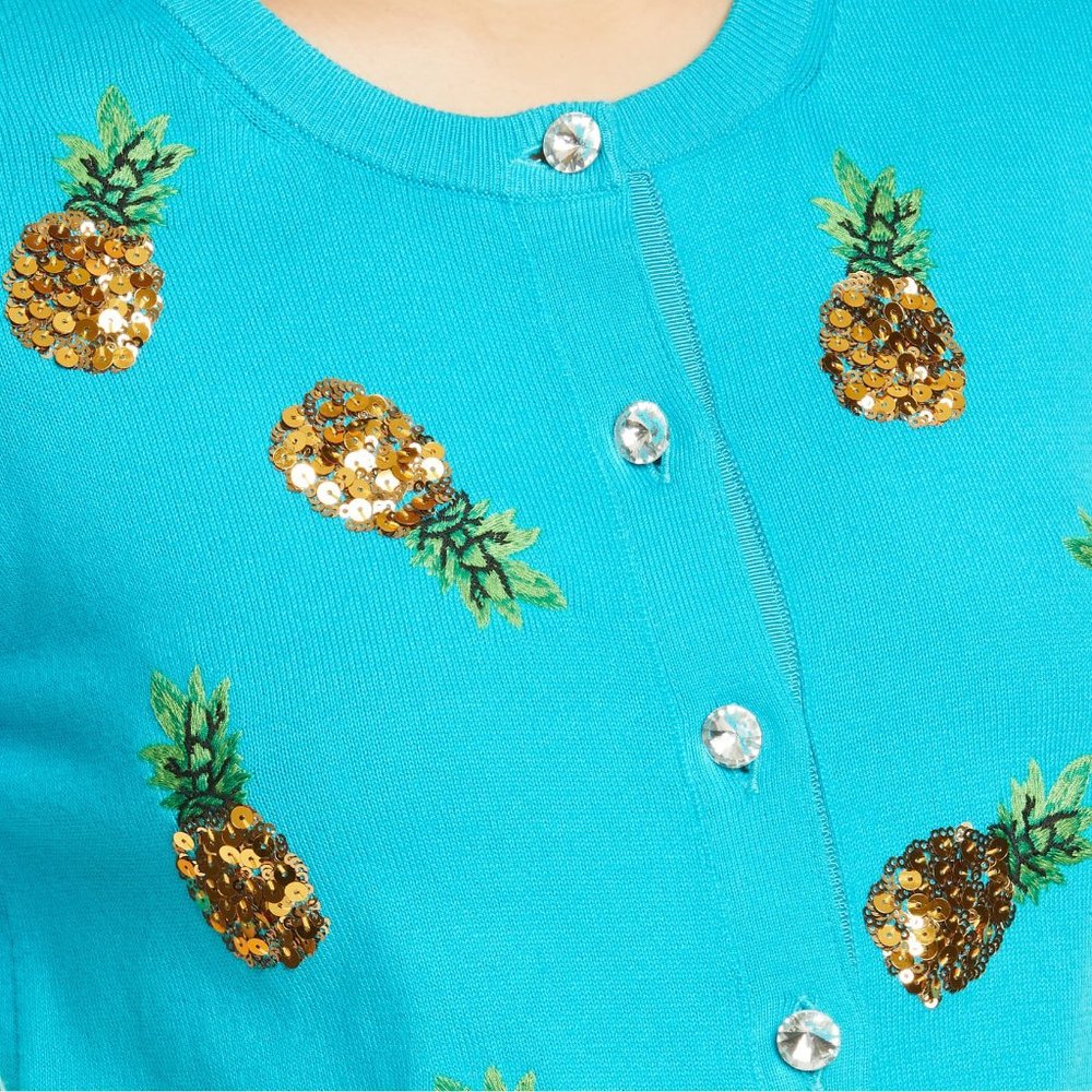 ALICE + OLIVIA Brady Sequin Pineapple Cardigan NWT - Picture 9 of 15